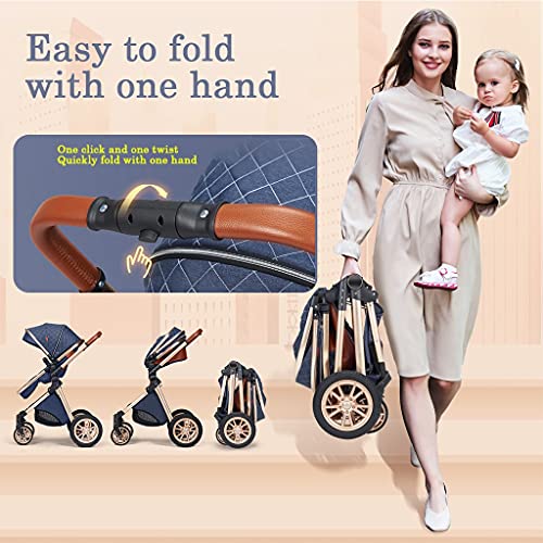 TXTC Kinderwagen Seat Bassinet Combo 3 In 1 Kinderwagen Een Hand Opvouwbare Vervoer met Wandelwagen Regenhoes… - Afbeelding 4