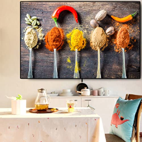 Toile cuisine grains et épices tableau scandinave 35x50cm sans cadre pour salon