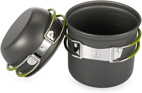 Milisten Utensilios de cocina para senderismo, juego de ollas y sartenes portátiles, cocina ligera para acampar para actividades al aire libre