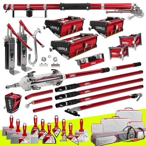 LEVEL5 Ultimate Drywall Taping and Finishing Set | Automatic Taper, Flat Boxes, Angle Heads, MiniShot, Corner Roller, Extendable Handles, Nail Spotter, Pump, Gooseneck | 4-677