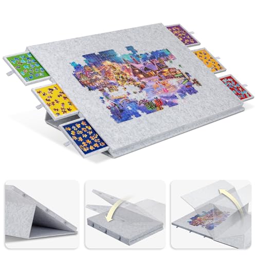 Plateau de puzzle portable au salon avec support pliable et housse Lavievert