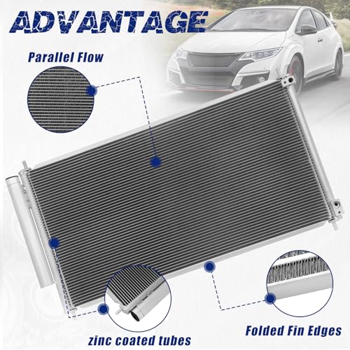 Image of Air Conditioning A /C Condenser Compatible with 2012-2015 Honda Civic # 3976, 80110TB0003, 80110TS6H01