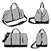 CAMTOP Weekend Travel Bag Ladies Women Duffle Tote Bags PU Leather Trim Canvas Overnight Bag (Stripe-Black) 21.3”(L) x 11.8(H) x 10.3
