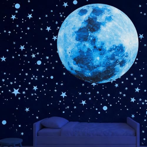 Vinilo Decorativo Luna que Brilla en la Oscuridad Azul miniatura 1