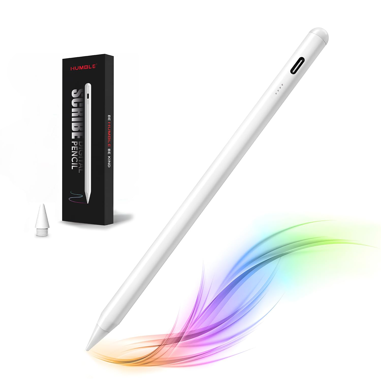 Humble® Stylus Pencil for iPad 2018 & Later, Palm Rejection, Tilt Sensitivity, Magnetic Attachment, Type-C Fast Charging with Indicator, Extra Tip, Compatible with iPad Pro, Air, Mini & iPad Models-image-37
