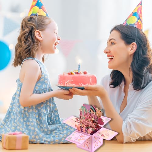 SSKHE Kartka urodzinowa "Happy Birthday Daughter" Kartka rozkładana pop up kartki urodzinowe pop up dla kobiet Spersonalizowana kartka 3D dla kobiet z kopertą Kreatywna kartka urodzinowa dla córki