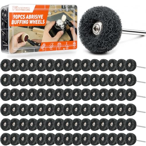 Image of 90-Piece Abrasive Buffing & Polishing Wheel Set - 1 /8 inch Shank, 1 inch (25mm) 80-800 Grit, 15 Wool Felt Buffing Wheels, Rotary Tool Polishing Kit for Metal, Jewelry, Wood, Glass