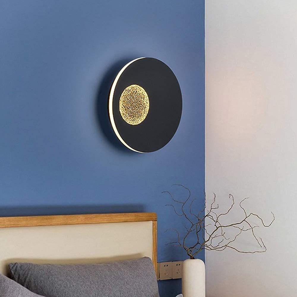 Applique murale LED noire double cercle de 23 cm pour éclairage design de chevet