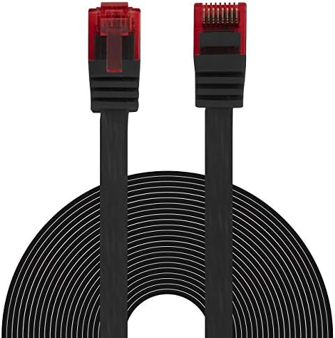 BIGtec Kabel Ethernet LAN 7,5 m elastyczny płaski kabel sieciowy kabel krosowy żółty płaski pasek Cable Gigabit DSL ISDN kabel płaski kabel instalacyjny wtyczka RJ45