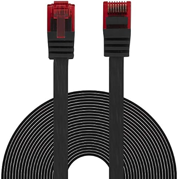 BIGtec Kabel Ethernet LAN 15 m Elastyczny Płaski Kabel Sieciowy Krosowy Czarny Gigabit DSL ISDN Do Układania RJ45 Wtyczka