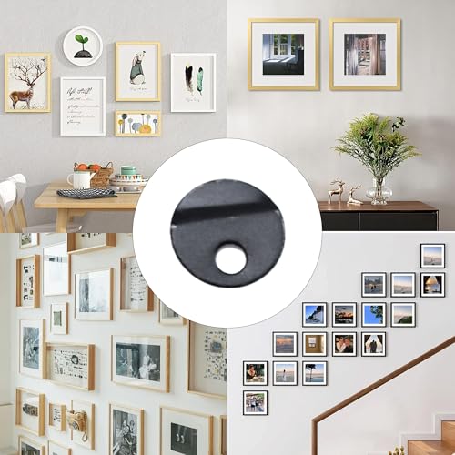 Image of 100Pcs Picture Frame Turn Button Fasteners with Screws, 12mm Round Metal Photo Frame Hardware Backing Clips for Hanging Pictures, Posters, Drawing Crafts - Black