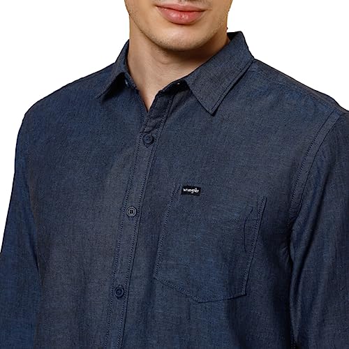 Image of Wrangler Men's Solid Blue Shirt