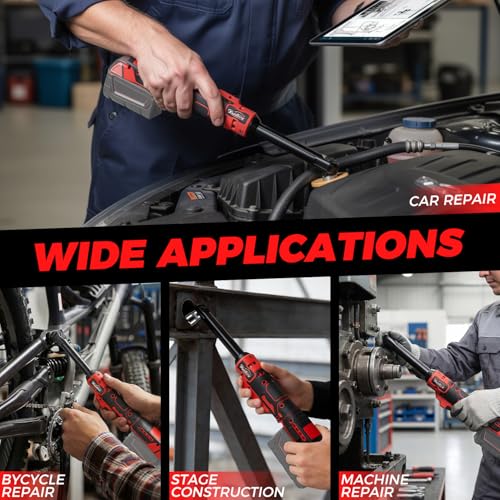 Upgraded 3/8" Cordless Ratchet Wrench Compatible with Milwaukee 18V Battery, 6.3 Inch Head Reinforced, 88Ft-Lbs Max Torque,0-500RPM Variable Speed,R&F Switch,10 Accessories (Socket, Extension Bar) by XunDong - Image 6