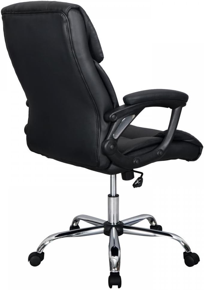 Mid Back Office Chair PU Leather Desk Chair Task Computer Chair Rolling Swivel Adjustable Stool Executive Chair with Lumbar Support Armrest for Women&Men, Black