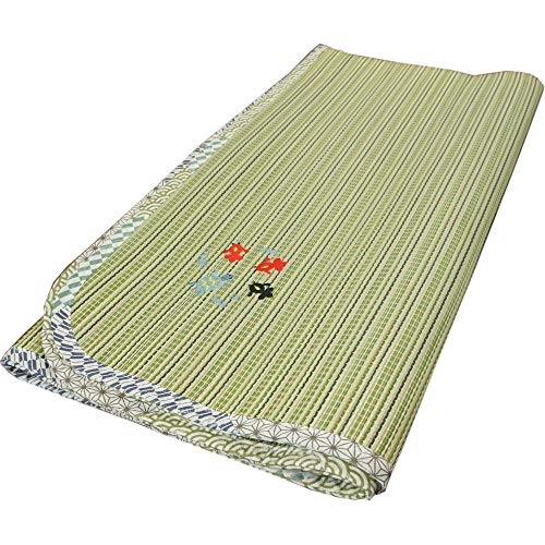さるるの部屋 い草ラグ かわいい金魚＆亀刺繍入り グリーン色 176x176cm 2畳用 不織布貼 [4]