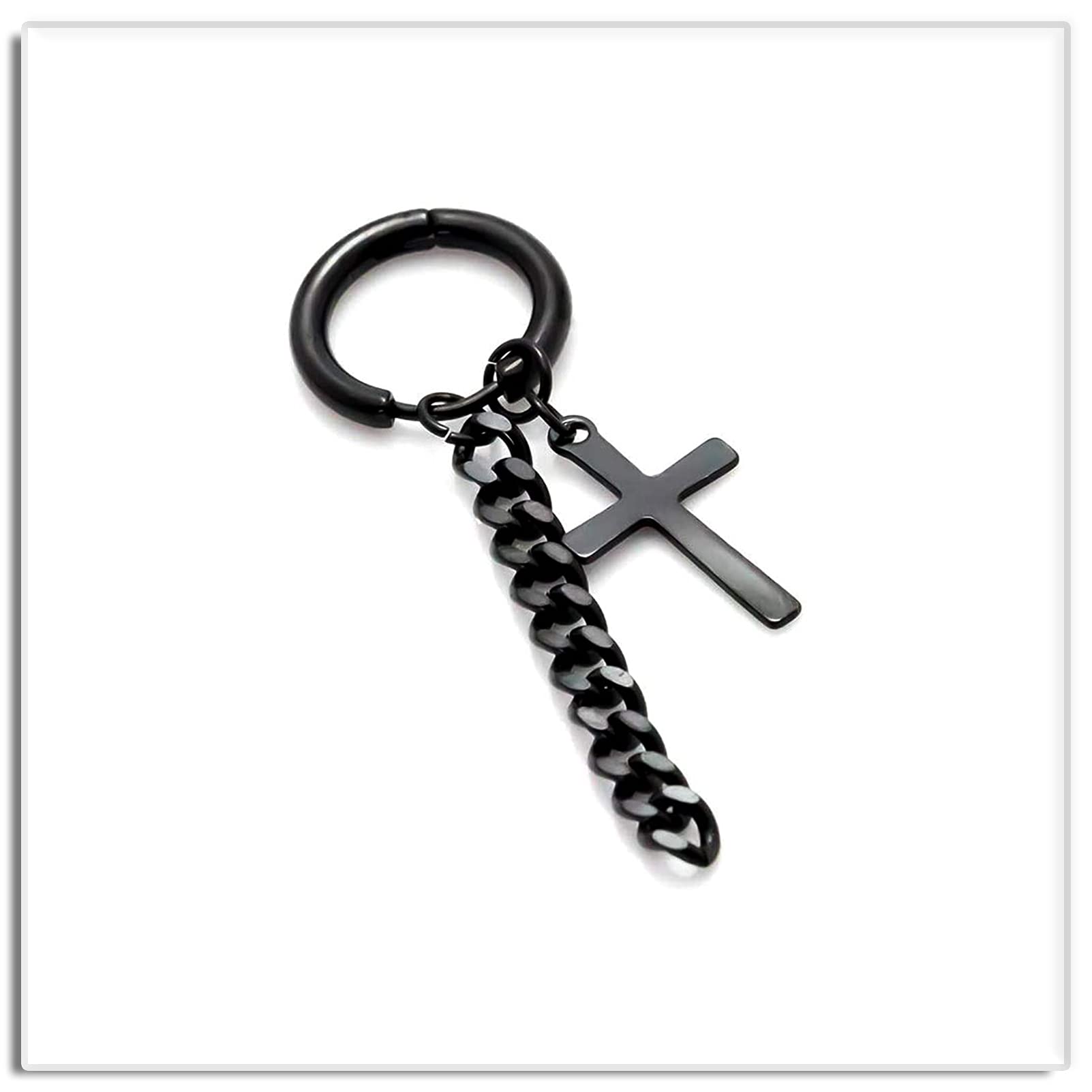 Punk Jewelry - Aretes colgantes de acero de titanio con bisagras y cadena larga, Acero inoxidable 2