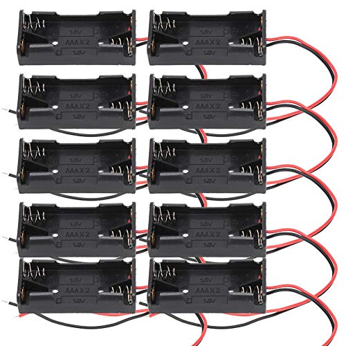Portabatteria, 10 pezzi 2x 3x AAA Batteria Scatola di plastica con cavo di alimentazione Applicabile per il controllo elettronico dell'elettrodomestico giocattolo(2x AAA)