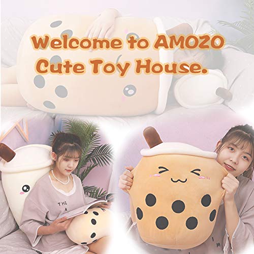 AMOZO Bubble Tea Kuscheltier Plüschtier Boba Tee Süße Kissen Plushie XXL Soft Plüsch Kissen Puppe Kinderspielzeug (Beige,24cm)