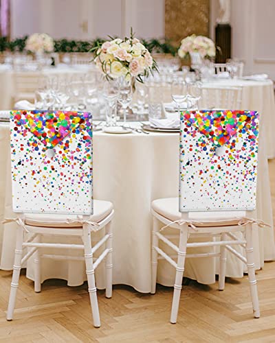 Christmas Dining Room Chair Back Covers, Colorful Irregular Polka Dot Christmas Birthday Decoration Chair Covers Chair Slipcovers Protective Covers For Holiday Party Festival Decoration, Set Of 4 #TOP5