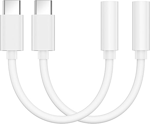 Lezaface Adaptador USB-C a conector de auriculares hembra de 0.138 in, paquete de 2, compatible con iPhone 1515 Plus15 Pro15 Pro Max