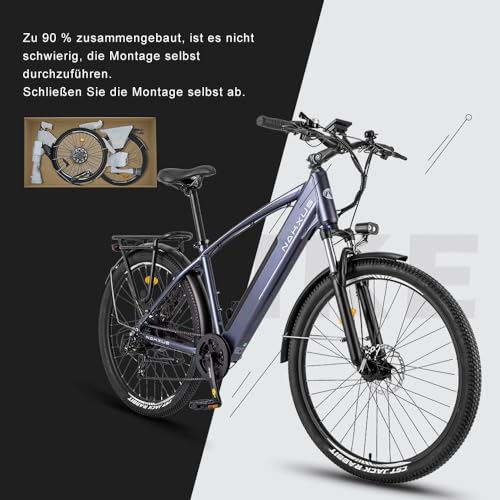 27M204 E-Bike, Elektrofahrrad 27.5'' Trekkingrad E-Cityrad mit 36V 13Ah Lithium-Akku für Lange Reichweite bis 100KM, 250W Motor, EU-konformes mit App – Bild 4