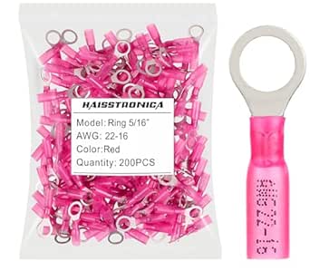 Haisstronica 200pcs Heat Shrink Ring Terminals 1/4 Marine Grade Wire