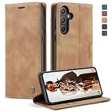 KZB Handyhülle für Samsung Galaxy A55 5G Hülle Premium Lederhülle Klappbar Flip Hülle Tasche Magnet Kartenfach Standfunktion Klapphülle Schutzhülle für Samsung Galaxy A55 - Braun