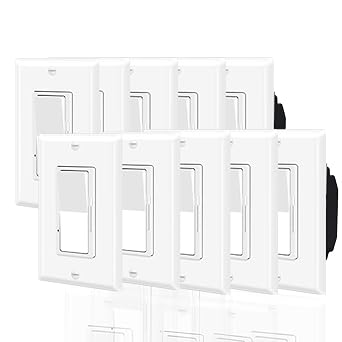 مفتاح التعتيم ثلاثي الاتجاهات، Nineleaf 100Pack لا يتطلب سلكًا محايدًا، متوافق مع مصابيح LED/CFL القابلة للتعتيم 150 وات، هالوجين/متوهج 600 وات، 15 أمبير 120 فولت، مدرج في قائمة ETL، درجة تجارية، عجلة منزلقة قابلة للتعديل