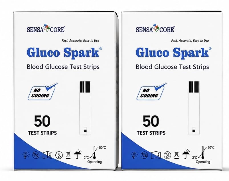 Gluco Spark Blood Glucose Test 100 Strips | 100 Strips, Blood Sugar Testing, Glucose Monitoring-image-10