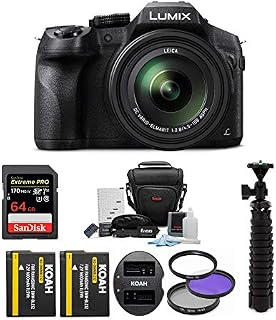 Panasonic DMC-FZ300K Digital Camera with Digital Slave Flash and 64GB Card Bundle