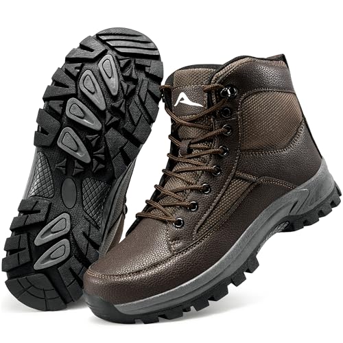 HARENCE Men's Waterproof Hiking Boots: Comfortable Lightweight Mid-Ankle Boot - Non-Slip Outdoor Trekking Shoes