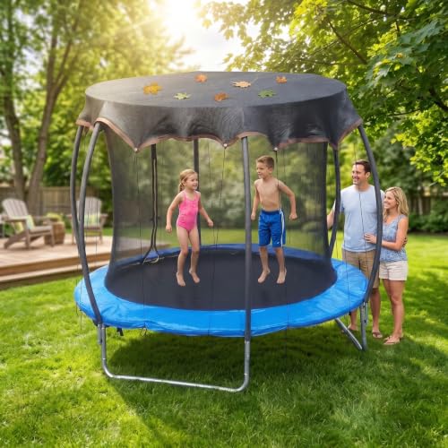 Toldo para trampolín de 14 pies negro que protege la lona redonda contra hojas y suciedad 4