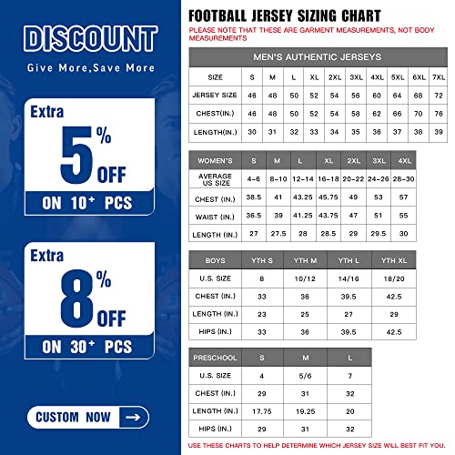 Custom Football Jersey Personalized Stitched/Printed Team Name & Number For Men Women Youth #TOP5