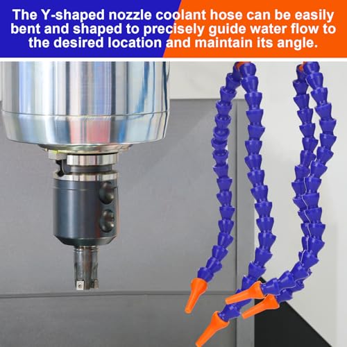 Joyfolk 4 Pcs Y Shape Round Nozzle Coolant Hose, 1/4" Thread Water Oil Coolant Hose Pipe 11.8 Inch Plastic Adjustable Flexible Cooling Tube for CNC, Lathe, Milling Machine