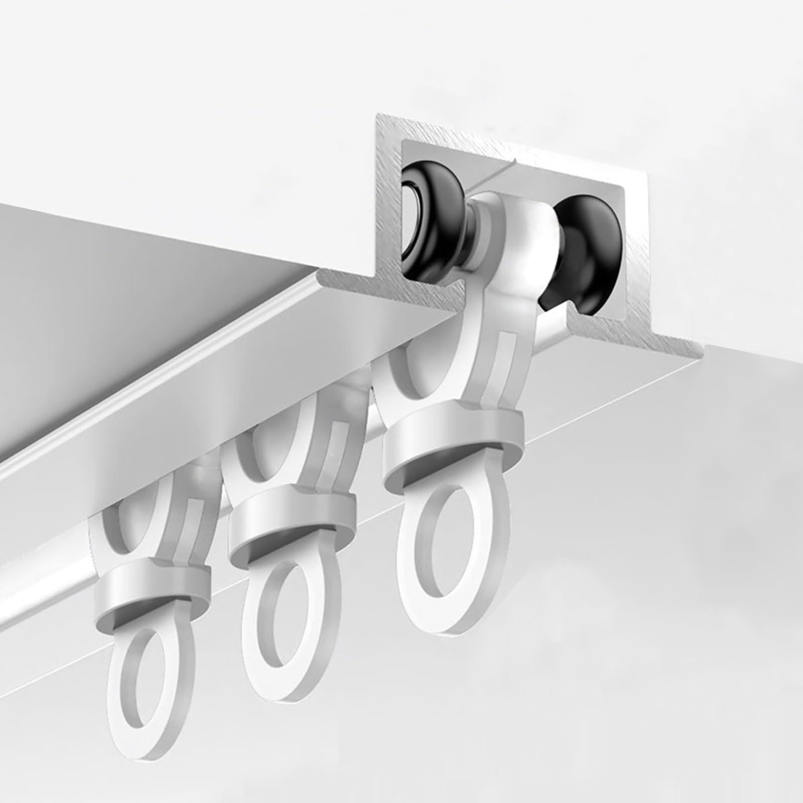 Versenkbares Vorhangschienensystem - Robuste Aluminium-Vorhangschiene für elegante versteckte Deckenmontage ideal für Wohnräume und Schlafzimmer einfach zu installieren.