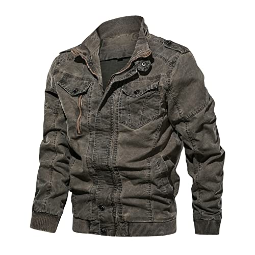 Jean Jacket For Men,Distressed Jean Jacket Workout Jacket Mens Faux Leather Jacket Plus Size Lightweight Winter Coat Cafe Racer Jacket Black Denim Jacket For Men(Gray-2,Large) #TOP2