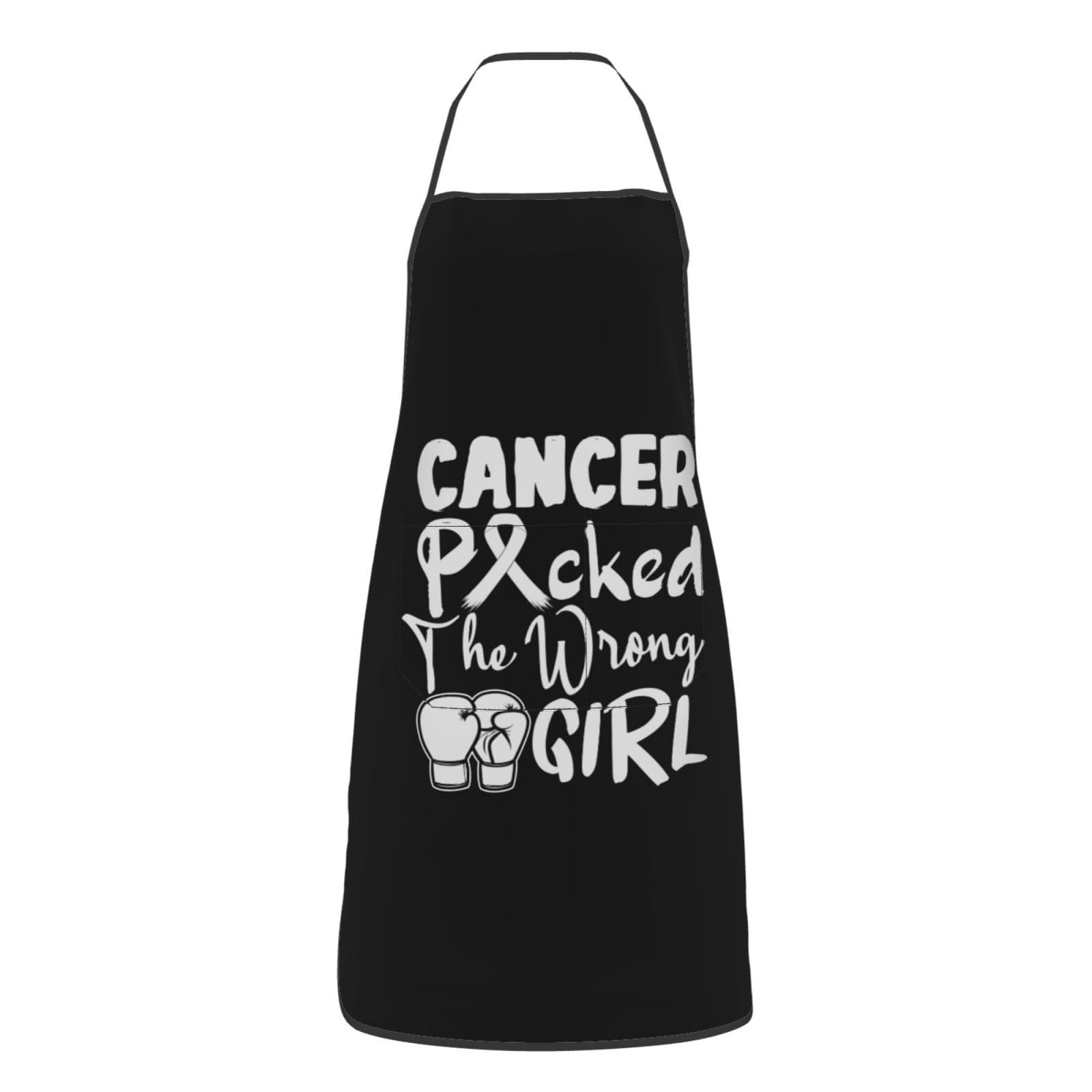 nopicsn Cancer Picked The Wrong Girl Parkinson's Cancer Apron for cooking with Pockets Women Men Kitchen Chef Funny Aprons