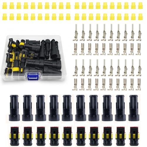 Kit de 10 terminales de conector eléctrico impermeable de 2 pines para coche y moto