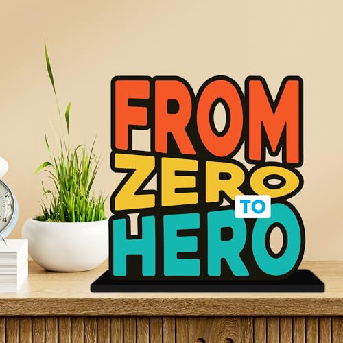 Image of Artvibes From Zero to Hero Inspirational Quotes Table Decor for Office Desk | Home Decoration Items | Living Room | Modern Art Wooden Showpiece Decorative Gift item (SP 1184)