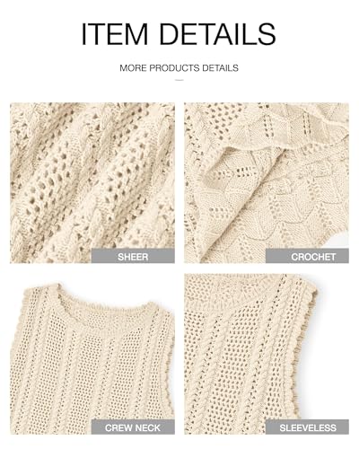 KIRUNDO Beach Vacation Clothes for Women Spring Summer Crochet Sweater Vest Tank Tops Cover Ups Resort Cruise Outfits 20252