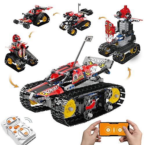 Oueyes 5 in 1 STEM Remote Control Car 410pcs Building Kits Racing Robot Toys Set Stem Projects Thanksgiving Christmat Birthday Gifts for Kids 8 9 10 11 12 14 Year Old Boys