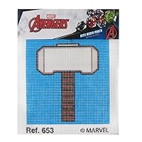 Kit Demi-Point Marvel Captain America - Toile 18x15 Cm Avec Fils Et Aiguille - Bricolage Enfant Dès 7 Ans