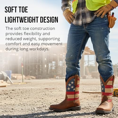 Image of Wolf Work Boots for Men Genuine Leather, Oil and Slip Resistance - Plain Toe