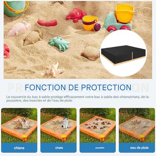 Couvercle de bac à sable carré en bâche de protection imperméable pour extérieur - 5