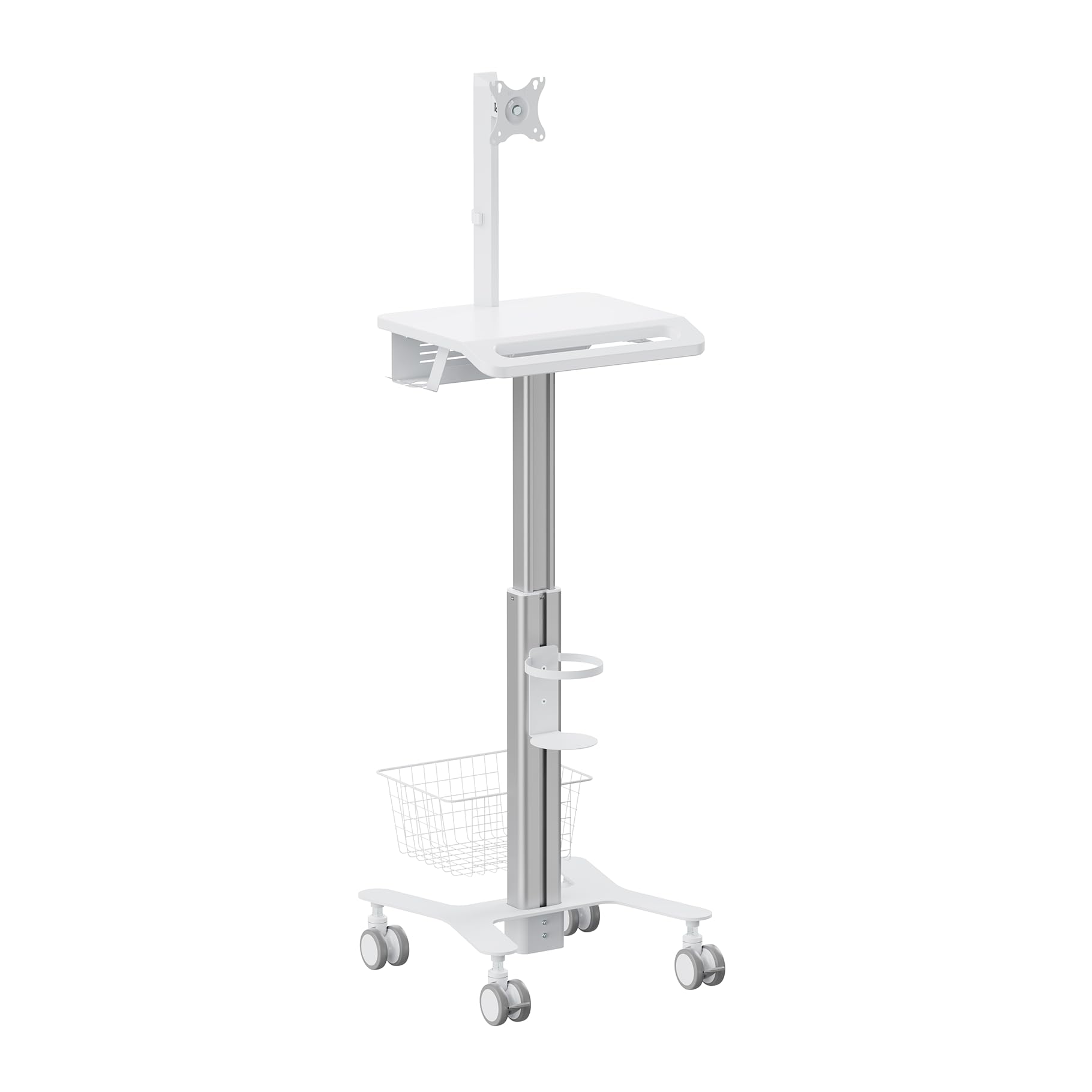 Carro para Equipos médicos con Soporte para Monitor 17"-27", Altura Regulable 80-120 cm
