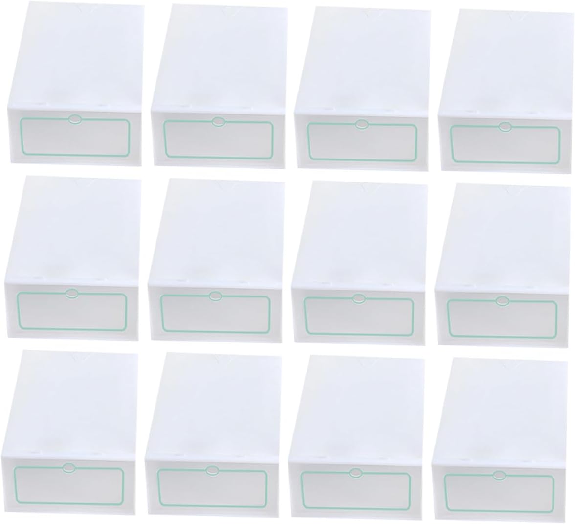12pcs Large Stackable Shoe Boxes Thickened Plastic Shoe Storage Containers with Lids for Closet and Sneaker Organization