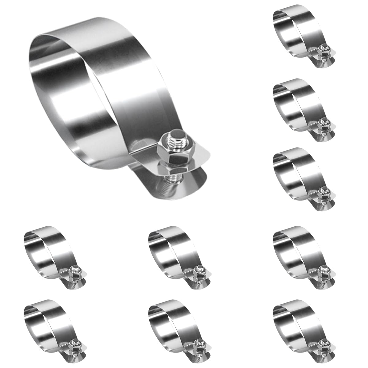Abrazaderas para mangueras, 10 abrazaderas de tubo acero inoxidable 304(80)