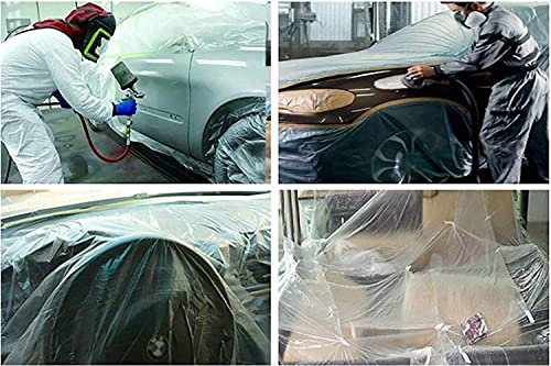 Pre-Taped Masking Film Paper, Adhesive Plastic Painting Drop Film For Automotive Furniture Protection Covering (5 X 65 Ft) #TOP5
