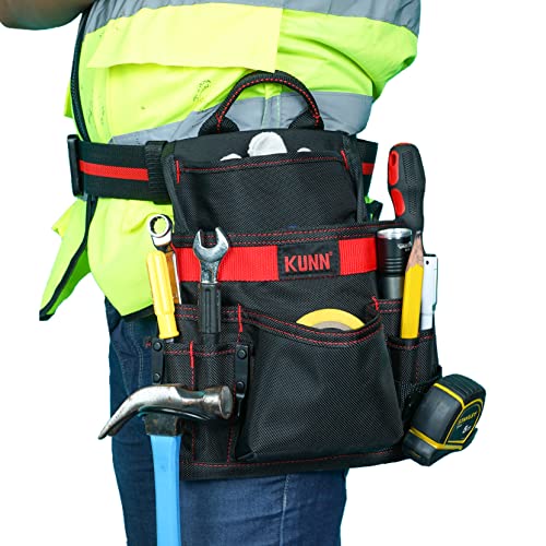 Kunn Carpenter Pouch Durable 10-Pocket Tool Belt With Hammer Loop,Tape Clip,Nail Tool Bag,Heavy Duty Quick Release Metal Buckle Tool Belts For Construction,Contractor,Roofer #TOP3