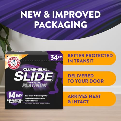 ARM & HAMMER Slide Platinum Easy Clean-Up Clumping Cat Litter, 34 lbs - image 2